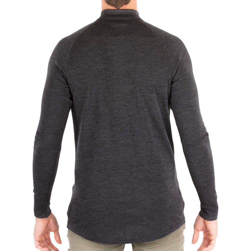 MERIWOOL Mens Base Layer 100% Merino Wool Midweight 250g Half Zip Sweater for Men Charcoal Gray - Image 2